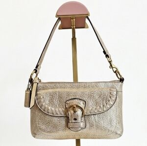 Coach Madison Metallic Gold Leather Whipstitch Buckle Wristlet - Like New